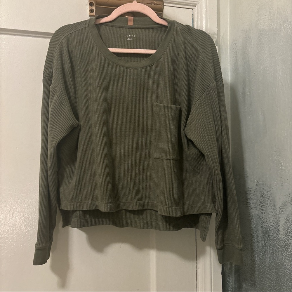 Olive Green Women's Waffle Knit Top